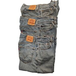 Vintage Mens Levis 505 Blue Jeans Lot 3 Faded Regular Fit Minor Wear W34 L30
